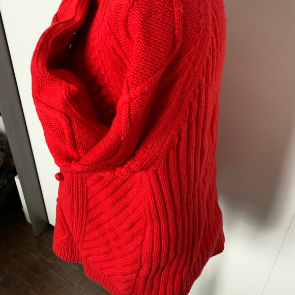 J Crew Red Wool Pom Pom Sweater - Medium - Picture 3 of 5